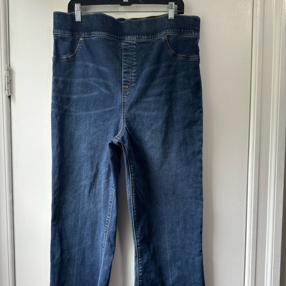 Spanx Jeans Women’s Blue Jeggings Stretch Wide Leg Flare Frayed S… - Picture 2 of 9